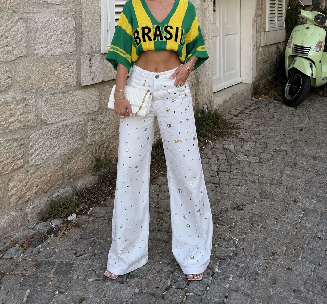 Calça Wide Leg Brasil Bossa